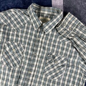 Aeropostale Mens Blue‎ Plaid Long Sleeve Pearl Snap Western Shirt Size L